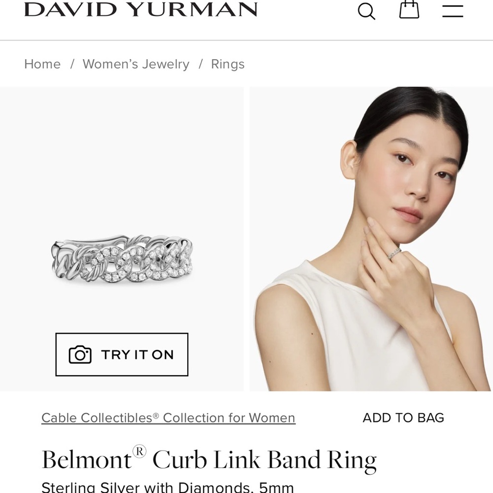 David Yurman Silver Chain Link Ring - Picture 3 of 3
